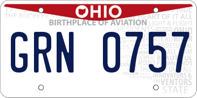 OH license plate GRN0757