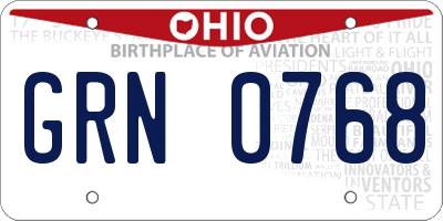 OH license plate GRN0768