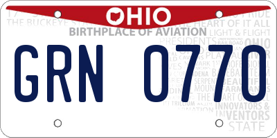 OH license plate GRN0770