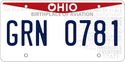 OH license plate GRN0781