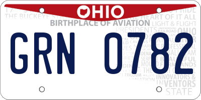 OH license plate GRN0782