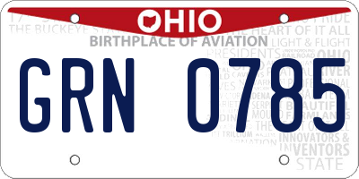 OH license plate GRN0785