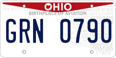 OH license plate GRN0790