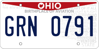 OH license plate GRN0791