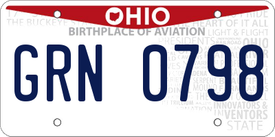 OH license plate GRN0798