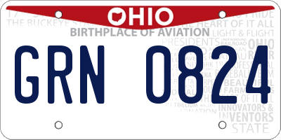 OH license plate GRN0824