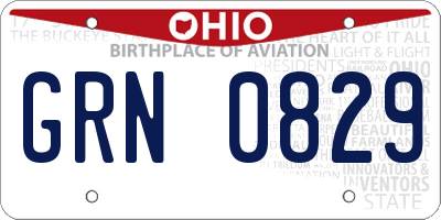 OH license plate GRN0829