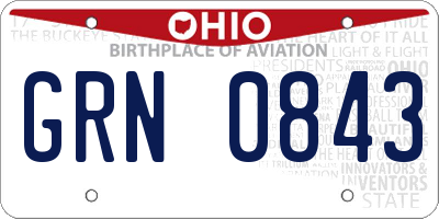 OH license plate GRN0843