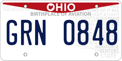 OH license plate GRN0848