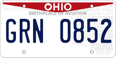 OH license plate GRN0852