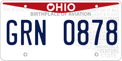 OH license plate GRN0878