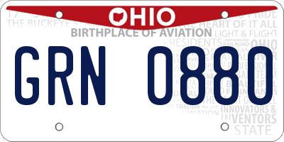 OH license plate GRN0880