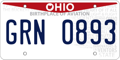 OH license plate GRN0893