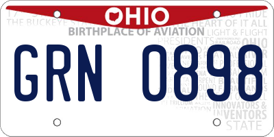 OH license plate GRN0898