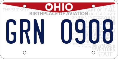 OH license plate GRN0908