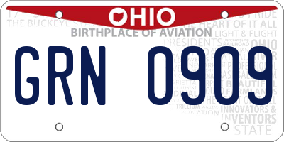 OH license plate GRN0909