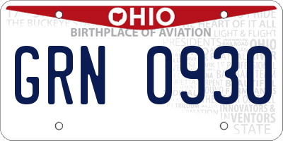 OH license plate GRN0930