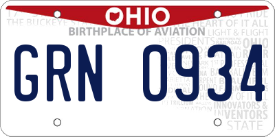 OH license plate GRN0934