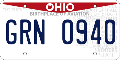 OH license plate GRN0940