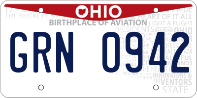 OH license plate GRN0942