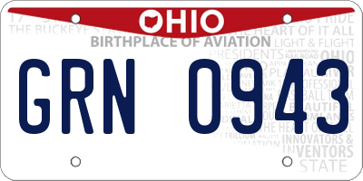 OH license plate GRN0943