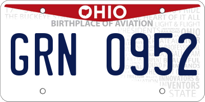 OH license plate GRN0952