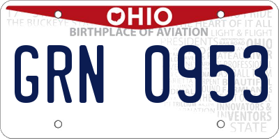 OH license plate GRN0953