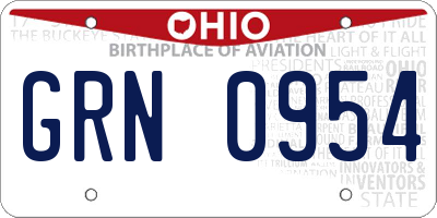 OH license plate GRN0954