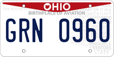 OH license plate GRN0960