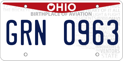 OH license plate GRN0963