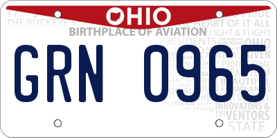 OH license plate GRN0965