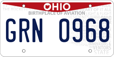 OH license plate GRN0968