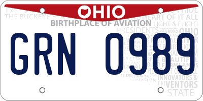 OH license plate GRN0989