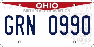 OH license plate GRN0990