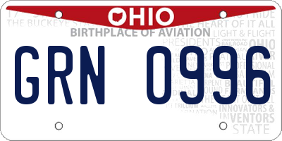 OH license plate GRN0996