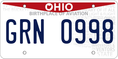OH license plate GRN0998