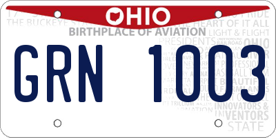 OH license plate GRN1003