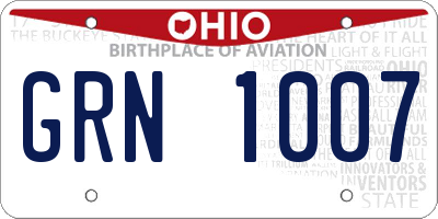 OH license plate GRN1007