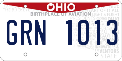 OH license plate GRN1013