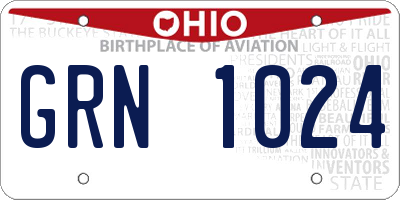 OH license plate GRN1024