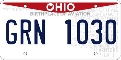 OH license plate GRN1030