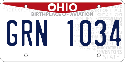 OH license plate GRN1034