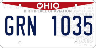OH license plate GRN1035