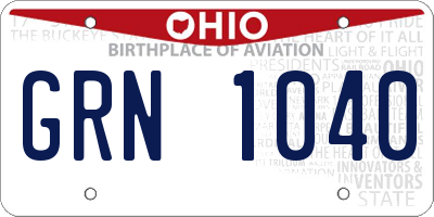 OH license plate GRN1040