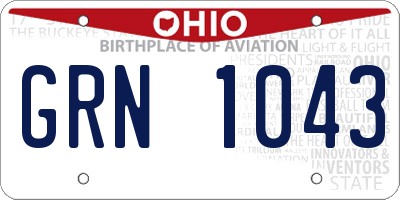 OH license plate GRN1043