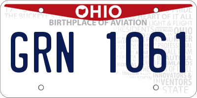 OH license plate GRN1061