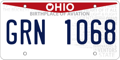 OH license plate GRN1068