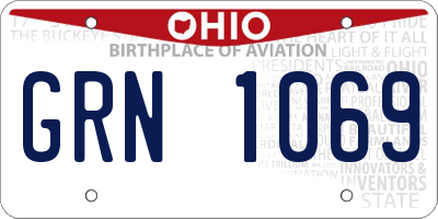 OH license plate GRN1069