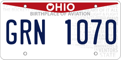 OH license plate GRN1070