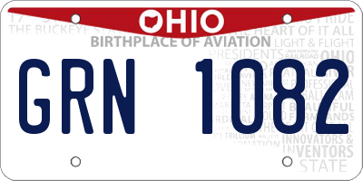 OH license plate GRN1082